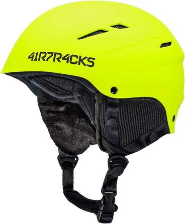 Шолом для сноуборду та лиж Airtracks Star T-200 з вентиляцією, регулюванням розміру, для чоловіків і жінок, матовий чорний/неоновий/білий/сірий, розмір M (52-55 см)