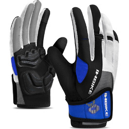 Велосипедні рукавички INBIKE для чоловіків з гелевою підкладкою 5 мм, зносостійкі, дихаючі, MTB, для їзди на велосипеді та активного відпочинку, сині, розмір M (обхват долоні 20.4 см)