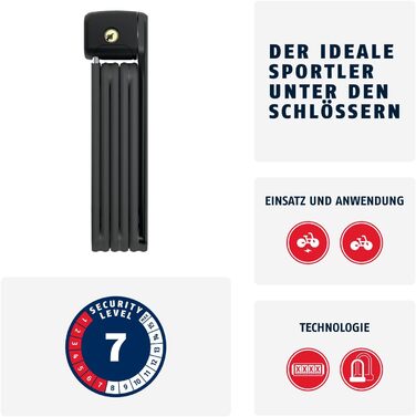 Замок велосипедний ABUS Bordo Lite 6055K SH з кріпленням - 85 см, чорний, сталевий, рівень безпеки 7