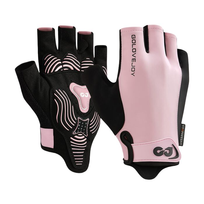 Флінтронік велоперчатки напівпальцеві для чоловіків, спортивні велоперчатки з антиковзаючою поверхнею та амортизацією, з 6 вставками, дихаючі велоперчатки для гірського велосипеда, шосе, фітнесу (M, Рожевий)