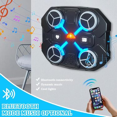 Музичний бокс-машина Hengrongshen з LED, Bluetooth, для настінного монтажу, з боксерськими рукавичками, для домашніх тренувань та зняття стресу