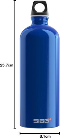 SIGG алюмінієва пляшка для води Traveller 1 л, легка, герметична, підходить для газованих напоїв, BPA-free, темно-синя, кліматично нейтральна