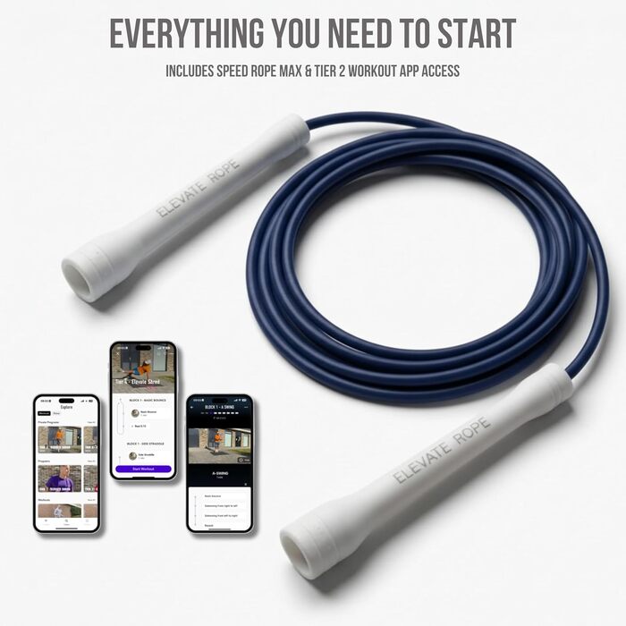 Професійний стрибковий канат Elevate Speed Rope MAX з PVC та нейлоновим сердечником, 5 мм, до 3 метрів, колір Marine Blue