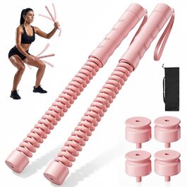 Битва-мотузка без мотузки для домашніх тренувань, ропелесс бітва-мотузки з 4 x 50 г вагами та сумкою для зберігання, важені ропелесс бітва-мотузки для HIIT, силових та кардіо тренувань, рожевий