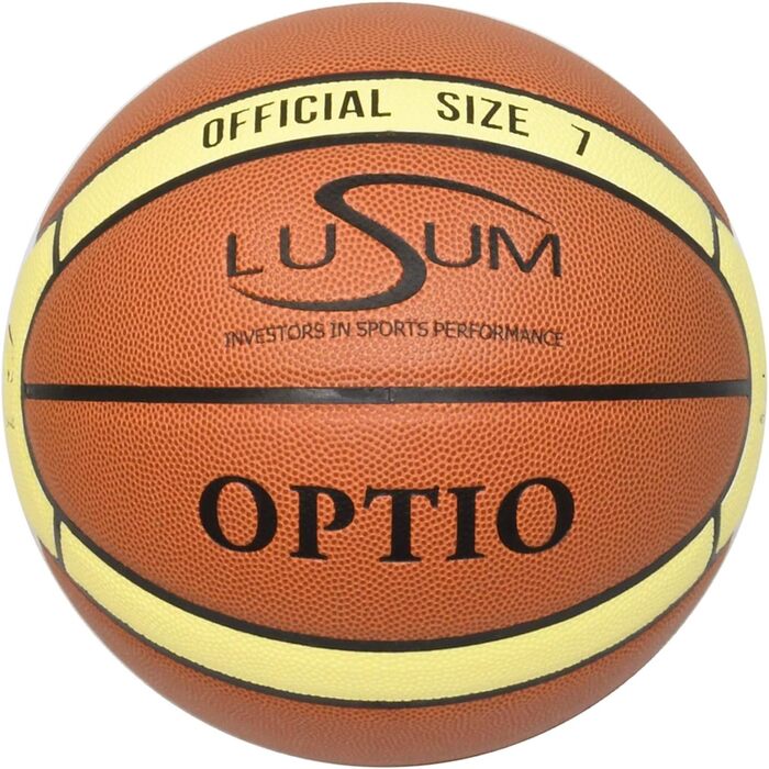 Баскетбольний м'яч Lusum Optio – PU-шкіра, розміри 5, 6 та 7 – для залу та вулиці, міцний, підходить для дітей, підлітків та дорослих, для будь-якого рівня гри. Розмір 7