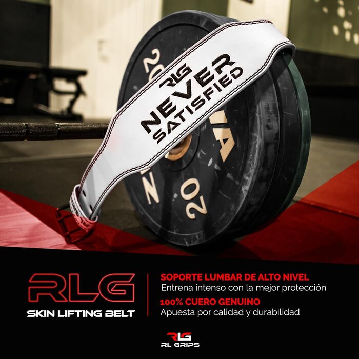 RL Grips® Шкіряний пояс для фітнесу і важкої атлетики – ортопедичний, з м’якою підтримкою попереку, для тренажерного залу, силових тренувань, пауерліфтингу