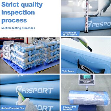 FBSPORT Airtrack Matte - Килимок для гімнастики та йоги, 10/20 см, з насосом та сумкою