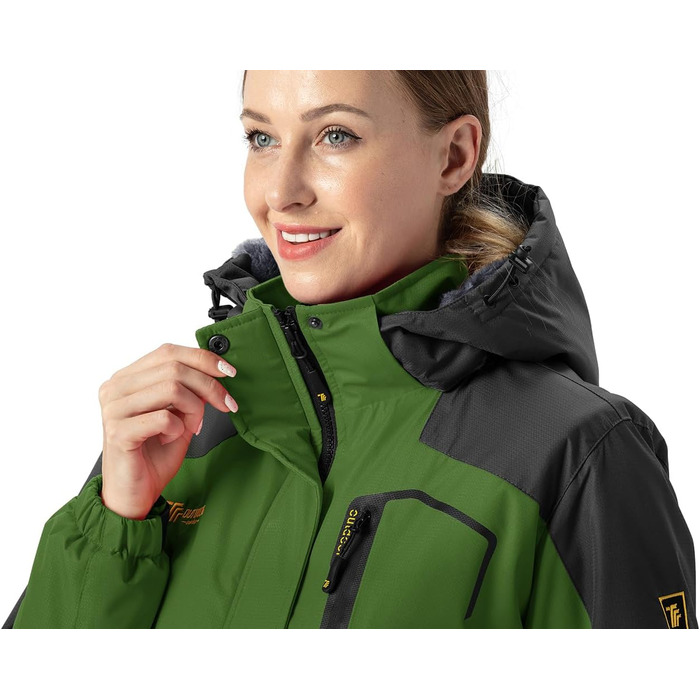Жіноча зимова куртка YSENTO: водонепроникна, софтшелл, флісова, функціональна з капюшоном, білий (S, зелений)