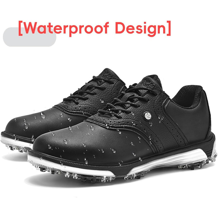Гольф-взуття чоловіче ULTIANT, водонепроникне, без шипів, класичне, зручне. Кросівки для гольфу, тренувальні кросівки (Чорний, 45 EU)
