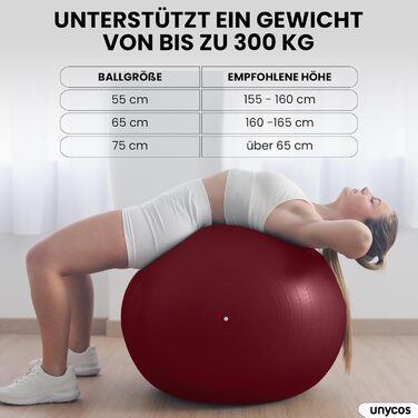 Фітбол Unycos 65 см для фітнесу, йоги, пілатесу, балансу та силових тренувань. З насосом, BPA-Free, антивибуховий. Рожевий #10
