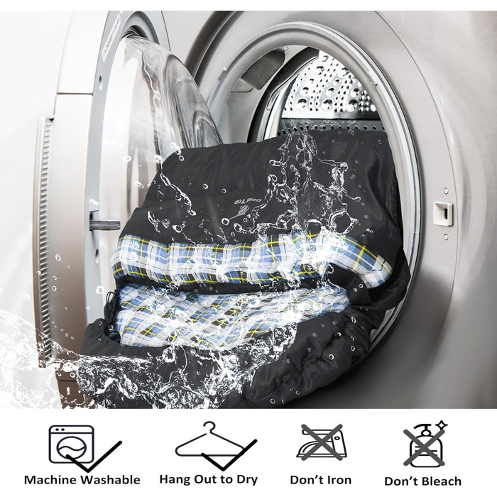 Сплячий мішок GEERTOP XXL 4 сезони, фланелевий, 220x100 см, для дорослих, кемпінг, подорожі, туризм, чорний у синьому клітинку