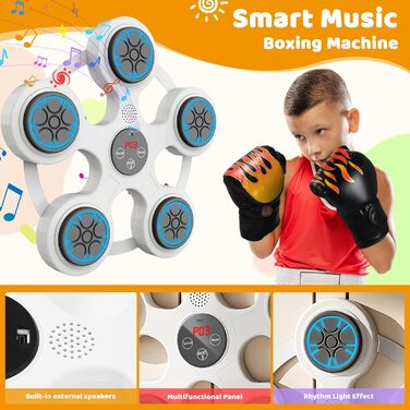 Музична боксерська машина EOJDDPA з Bluetooth, для дітей, 2 пари рукавичок, 9 швидкостей, 5 режимів, для домашніх тренувань та зняття стресу