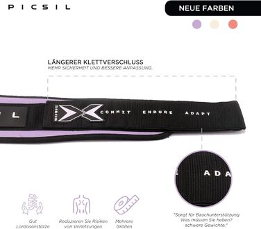 Picsil – Пояс для пауерліфтингу та кросфіту XL Amethyst, регульований, для присідань, станова тяга, випади, з місцем для нашивок, 6 кольорів, 4 розміри