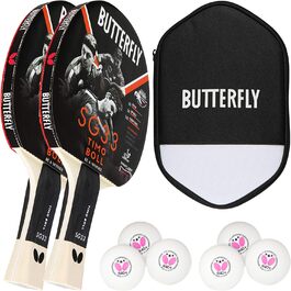 Настільний тенісний набір Butterfly SG33: ракетки, м'ячі, чохол, чорний і червоний