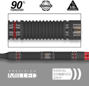 Набір електронних дартс Target Darts Scope Softdarts, 90% вольфрам, червоні та чорні дартси з Pixel-наконечниками, ваги 18/19/20/21 г