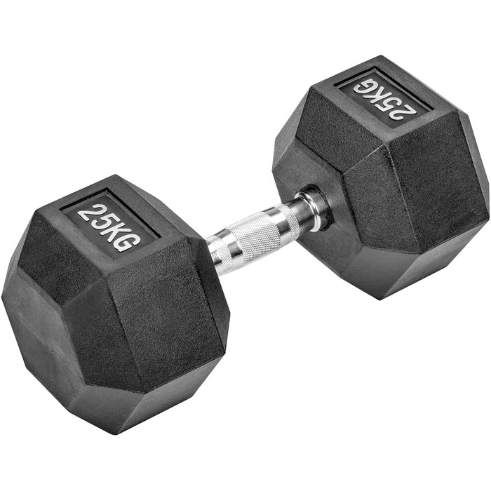 Гантелі Hexagon Studio 50 кг (2x25 кг), з гумовим покриттям, чорні