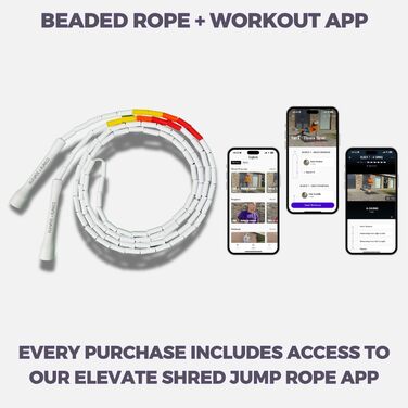 Стрибкова скакалка Elevate Beaded - професійна з регульованою довжиною до 3 м, товщина шнура 3 мм, вага 0.1 кг. (Білий/Жовтий/Помаранчевий/Червоний)