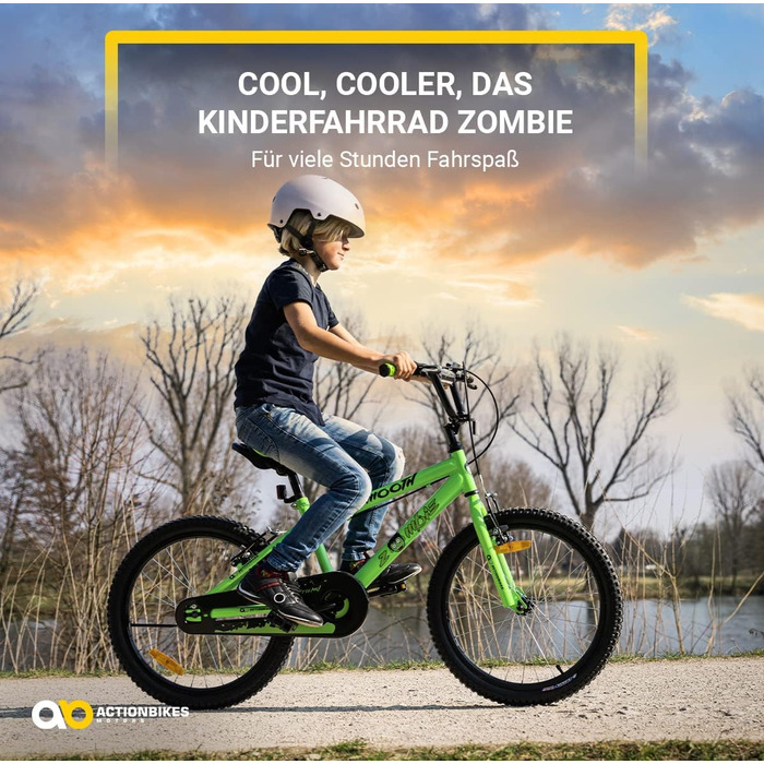 Дитяче велосипед Actionbikes Zombie 20 дюймів: V-Brake гальма, захист від бруду, для дітей 2-9 років