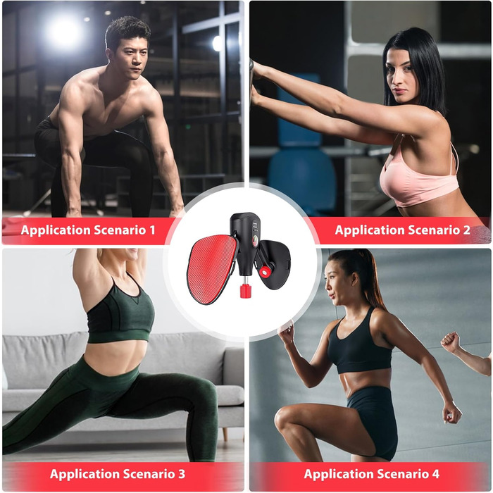 Тренування стегон та тазового дна: тренажер для дому з регульованими ременями та ручками (чорний + червоний)