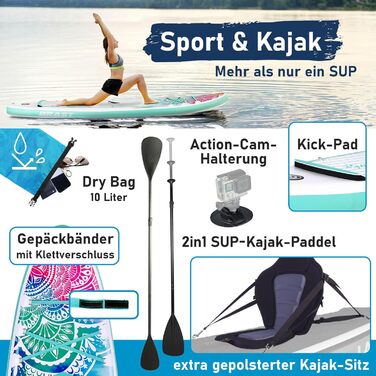 SUP дошка BRAST Lady Mandala 300 см: Набір для жінок (каяк-сидіння, камера, помпа, рюкзак)