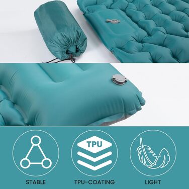 Килимок для кемпінгу Satisure Isomatte: самонадувний, водонепроникний, ультралегкий, з насосом для ніг, односпальний