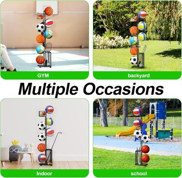 Металевий тримач для м'ячів Nandae: стійка підставка для футбольного, баскетбольного та волейбольного м'яча для гаража та дитячої кімнати