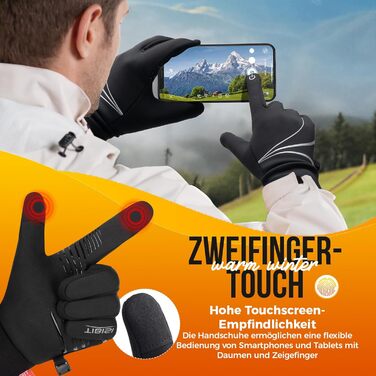 Рукавички PUIOU для чоловіків та жінок, теплі зимові рукавички для велосипеда, спортивні рукавички з сенсорним екраном, чорні (L)