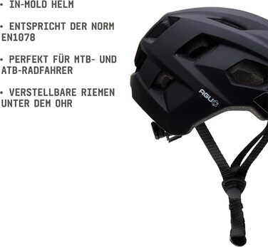 Велошолом AGU XC MTB для чоловіків та жінок, чорний, розмір L/XL (58-62 см), знімний козирок, вентиляція, In-Mold, EN1078