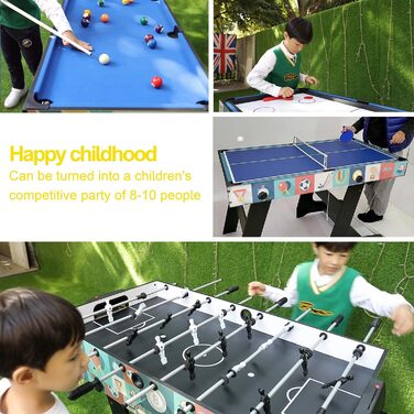 Дитячий ігровий стіл HLC 4-в-1: більярд, хокей на повітрі, теніс, футбол. Розмір 1,2 м
