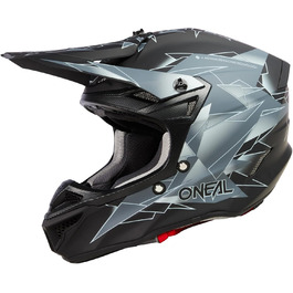Мотошолом O'NEAL 5SRS Polyacrylite V.23 для мотокросу, ендуро, підвищена безпека, 2 зовнішні оболонки та 2 EPS, для дорослих (L, чорний/сірий)