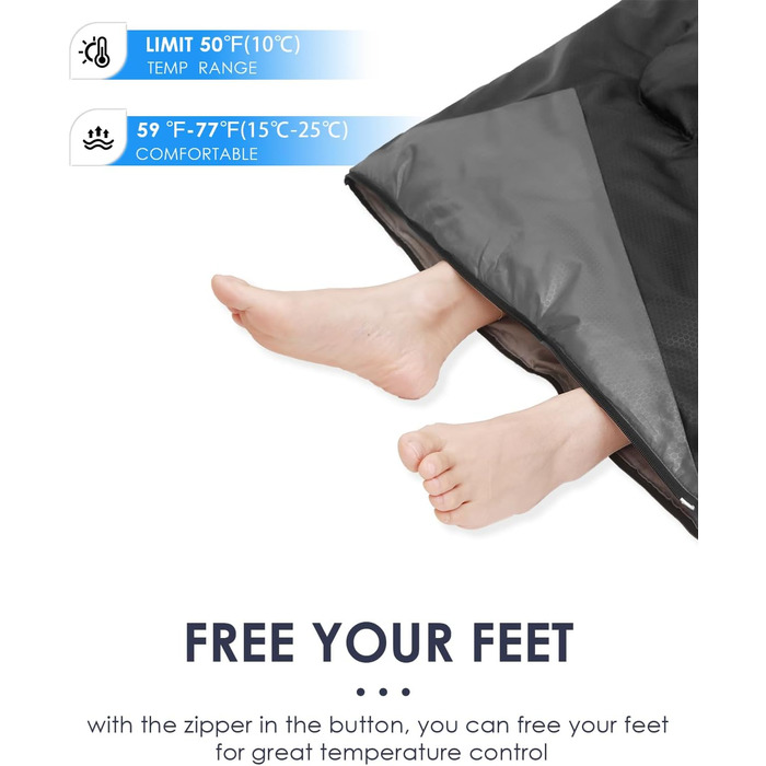 Сплячі мішки для дорослих, туристів та дітей - легкі, водонепроникні, для холодної погоди. Підходять для кемпінгу, хайкінгу, подорожей, полювання. З компресійними мішками. Чорний колір.