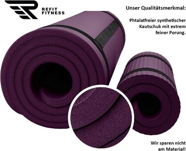 REFIT Premium Fitness килимок для йоги NBR 190 x 60 x 1,5 см з підкладкою для йоги, захистом для колін, ременем та сумкою - без фталатів, блакитний