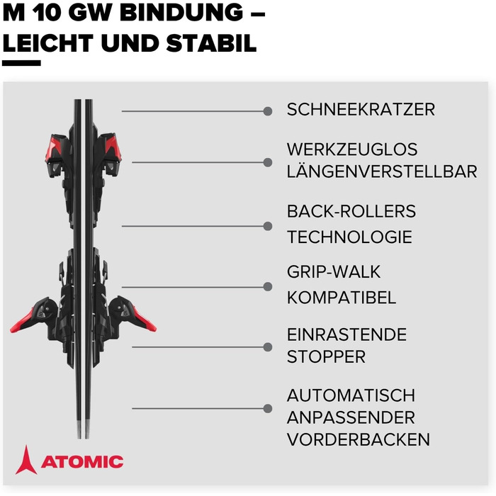 Лижі ATOMIC REDSTER SC для жінок та чоловіків | Високопродуктивні лижі з технологією TI Stabilizer та Densolite Core | Білий/Чорний, 147 см