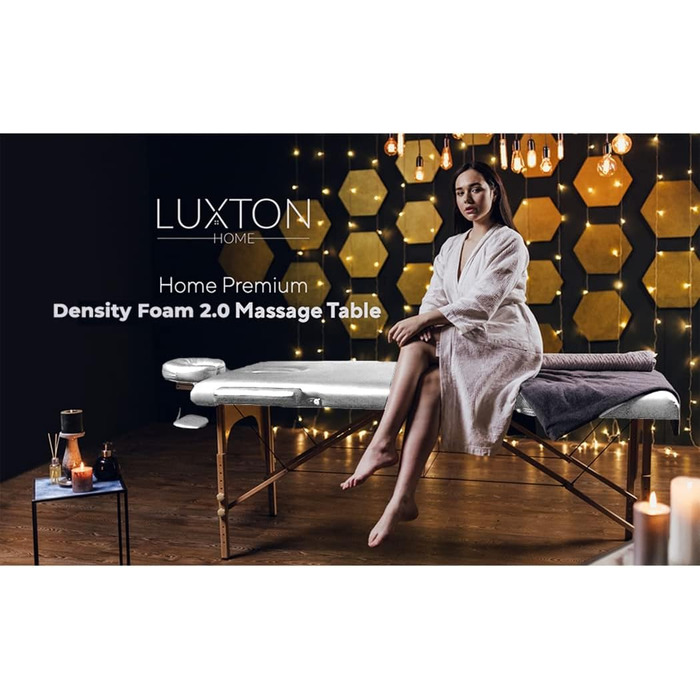 Масажний стіл Luxton Home Premium Foam – портативний, складний, з регулюванням висоти, 183x68 см. Ідеально для дому, салону, тату-майстерні. З аксесуарами та сумкою. Білий.