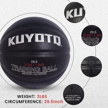 Баскетбольний м'яч KUYOTQ 1.3 кг, Verbundstoff, для тренувань та гри на вулиці, розмір 7, покращує контроль м'яча, дриблінг, передачі та підбирання