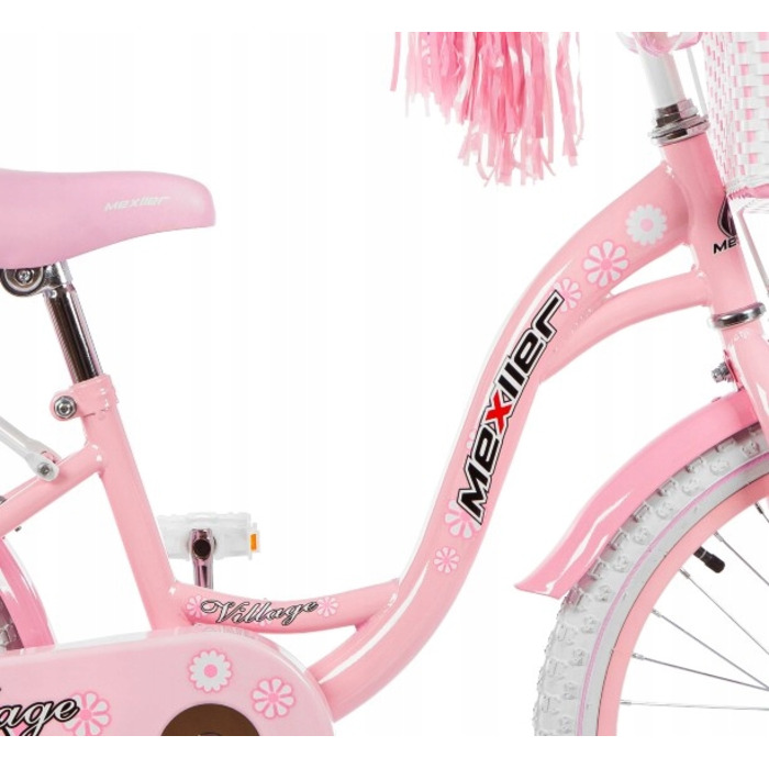 Дитячий велосипед для дівчинки Mexller, 20 дюймів, рожевий, з додатковими страховочними колесами