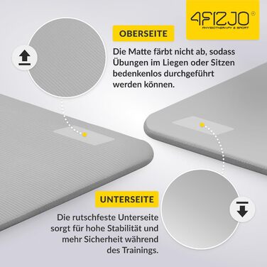 Фітнес-мат 4FIZJO 180x60 см, сірий, 1 см - килимок для йоги, пілатесу та спорту з ременем