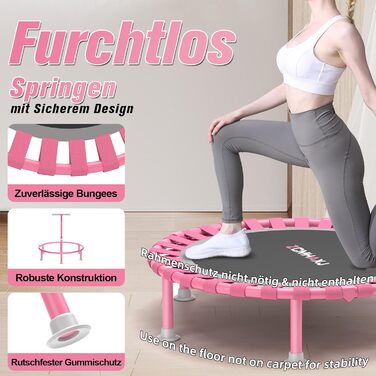 Міні-трамплін складний, 101.6 см, для дорослих та дітей, з регульованою стійкою, Indoor Fitness, до 204 кг, з T-поручнем