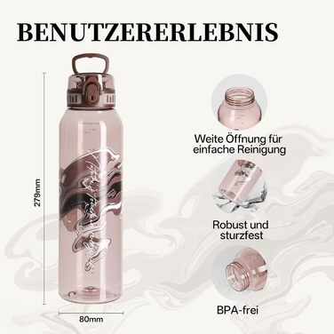 Дитяча пляшка для води UZSPACE 600 мл, спортивна, непроливальна, з одноручним керуванням, для газованої води, можна мити в посудомийній машині, для школи та активного відпочинку, білий колір