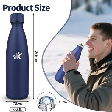 Фляга спортивна з нержавіючої сталі 750 мл - термофляга, без BPA, для фітнесу, велоспорту, зелена/синя