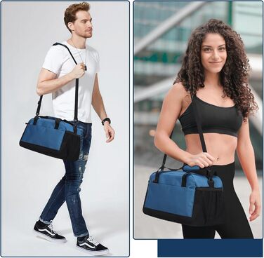 Спортивна сумка маленька з відділенням для мокрого, 35×20×20 см, ручна поклажа, міні-дуфл, блакитна