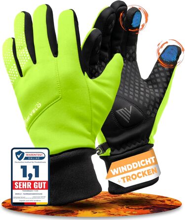 Велосипедні рукавички MIVEO для чоловіків та жінок - водонепроникні з Ergo-Pad, сумісні з сенсорними екранами, зимові та перехідні рукавички, відбивачі, розмір XXL, для осені/весни