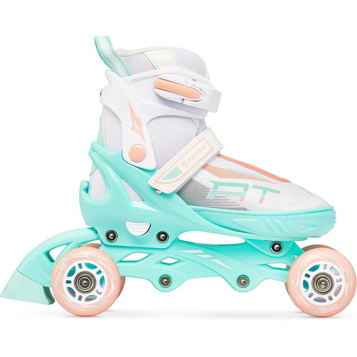 Інлайнерожі RAVEN Profession 4in1: регульовані ролики для дітей та дорослих (31-35), білий/м'ятний/помаранчевий