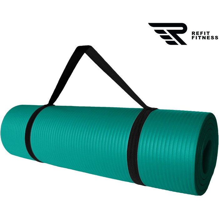REFIT FITNESS Професійний килимок для йоги та фітнесу 190x60 см, NBR, нековзний, 10-15 мм, з ременем і сумкою, для пілатесу, спорту, гімнастики