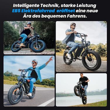 Електровелосипед Finbike з універсальними 20x4.0 дюймовими широкими шинами, знімним акумулятором 10.4Ah, 4 режимами їзди, запасом ходу до 100 км, для чоловіків і жінок