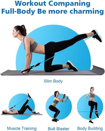 Набір еластичних стрічок для фітнесу: стрічки для силових тренувань, пілатесу, з дверним кріпленням, ручками та петлями для ніг