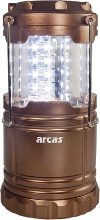Ліхтар для кемпінгу Arcas 30720008 з 30 LED, мідний, з металевим гачком, 120 люмен, на батарейках, для кемпінгу, відпочинку на човні або вечірок у саду, 8.8 x 8.8 x 12.4 см