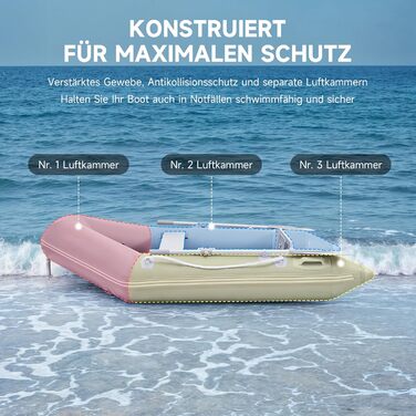 Надувне човен Dartmoor для 2 дорослих: сірий човен з алюмінієвим дном, веслами та насосом (230x130x33 см)