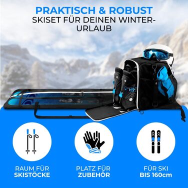 Набір STYNGARD для лиж: сумка для лиж (120-160 см) та сумка для лижних черевиків з відділенням для шолома (40 л), з вентиляційними гратами, модель St. Moritz (чорно-білий)