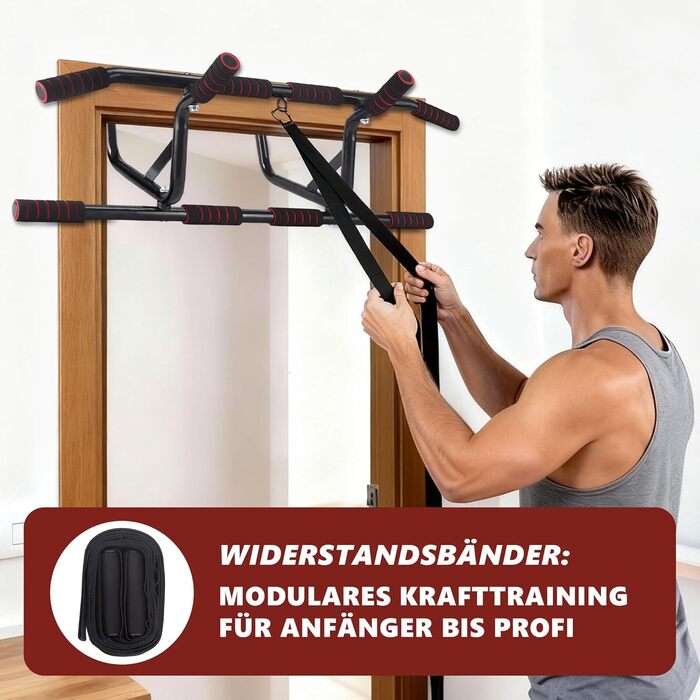 Турнік для дверей Klimmzugstange - турнік для підтягувань на дверний проріз без свердління, з м'якими ручками, 80-90 см